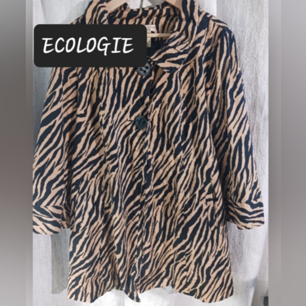 Ecologie zebra animal print jacket coat Womens 2X could fit XL see measurements